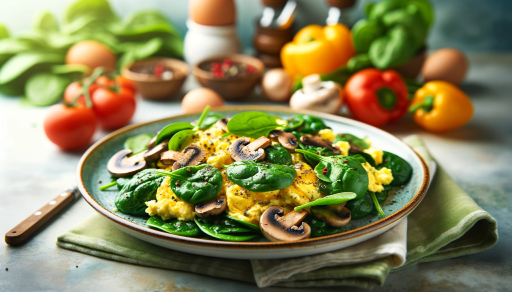 Dieta Cena de Huevos Revueltos con Espinacas