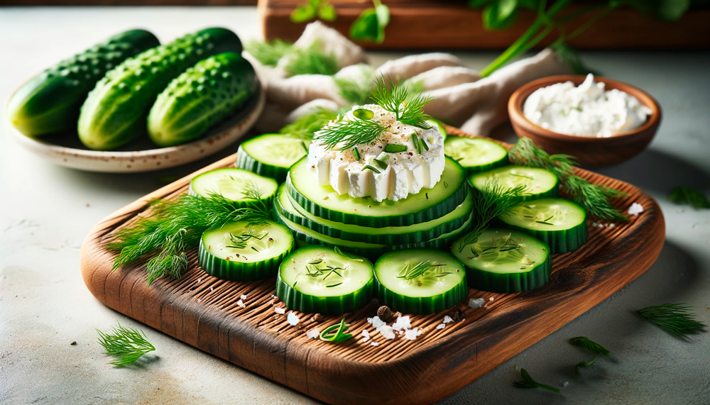 Rodajas de Pepino con Queso Fresco - 150 Calorías