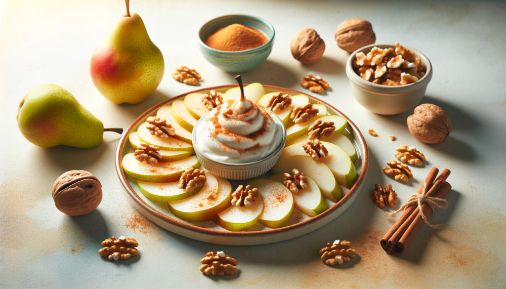 Snack de Pera con Yogurt Griego y Nueces