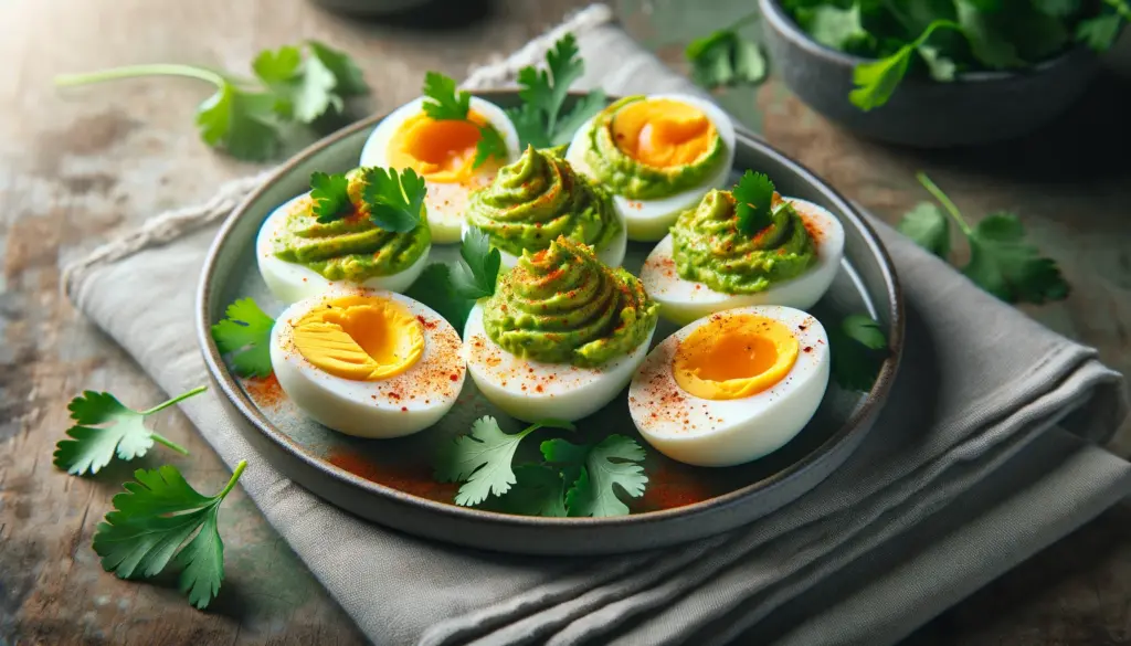 Huevos Cocidos con Topping de Aguacate y Especias