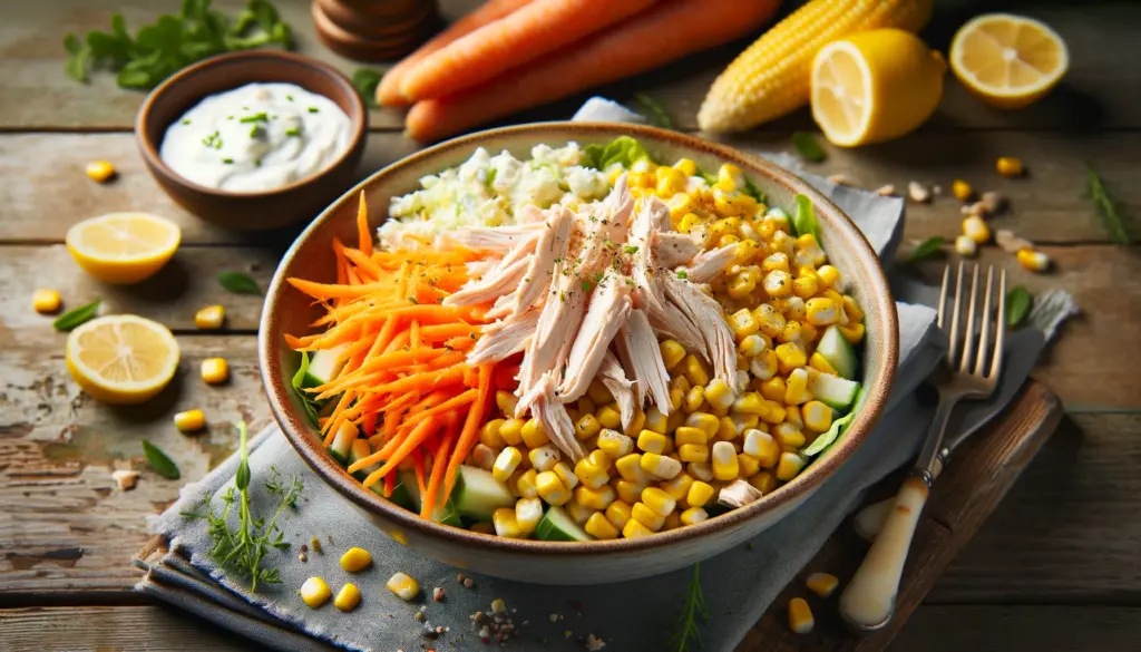 Ensalada de Pollo con Maíz y Zanahoria Rallada - 350 Calorías