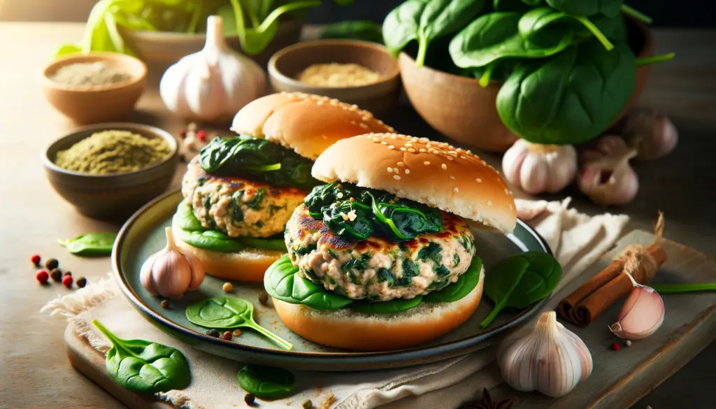 Hamburguesas Caseras de Pollo y Espinacas Fitness