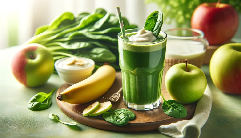 Desayuno Saludable: Smoothie de Espinacas, Manzana, Plátano y Yogur - 250 Calorías